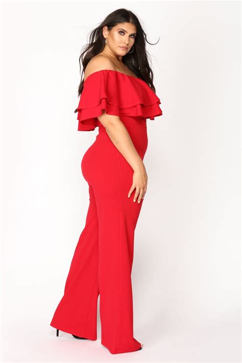 Ready To Ruffle Jumpsuit Red In 2021 Plus Size Petite Dresses Red