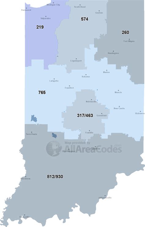 Indiana Area Codes Map List And Phone Lookup