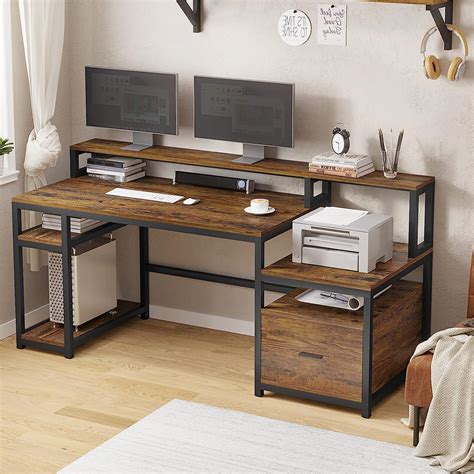 Buy Sedeta Home Office Desk With File Drawer 66 Large Computer Desk