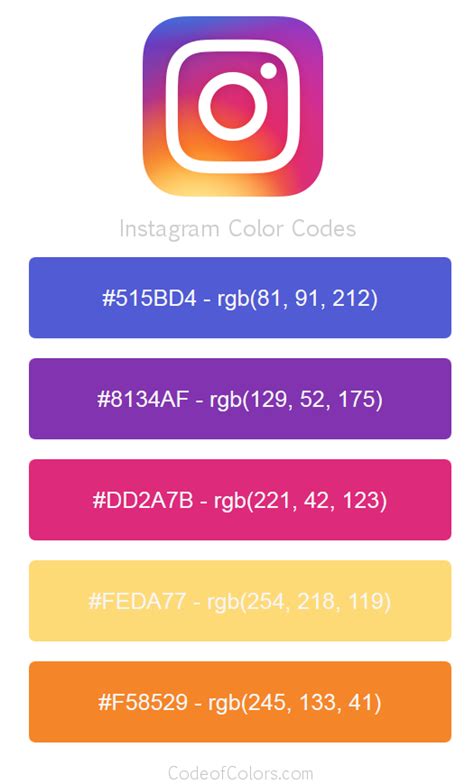 Instagram Colors Hex And Rgb Color Codes