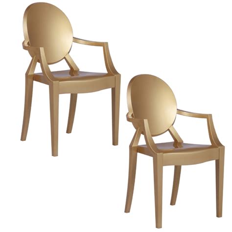 We do not claim any rights on any third party trademarks. Philippe Starck Style Louis Ghost Arm Chair Set Of 2 Gold ...