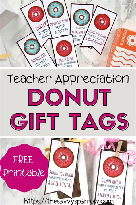 Donut Gift Tags Free Printables For Teacher Gift Ideas Donut Gift