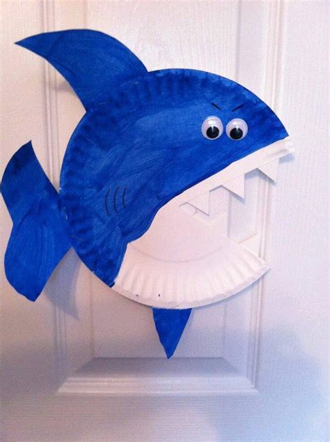 Paper Plate Shark Craft Funnycrafts
