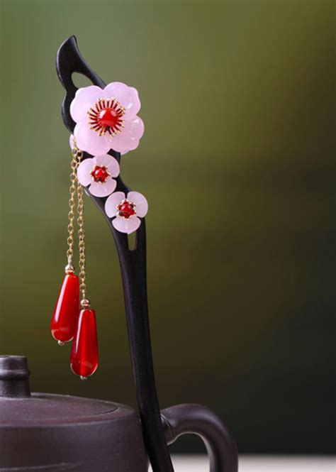 Pink Tassel Flower Cherry Blossom Chinese Hair Pin Hair Stick Etsy