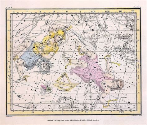 1822 Map Of The Constellations Perseus And Andromeda Andromeda Is