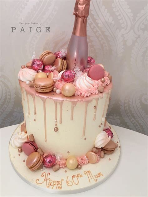 Stunning Tall Rose Gold Drip Cake Is A Beautiful Buttercream Birthday Cake Topped With Lots Of