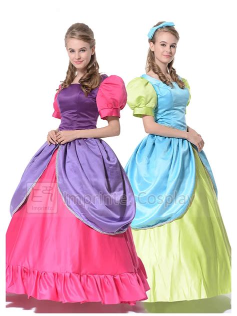 New Arrival For Adult Sisters Costumes Anastasia Drizella A Line Dress Cinderella Cosplay Ball