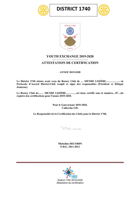 Attestation De Presence Rotary Images And Photos Finder