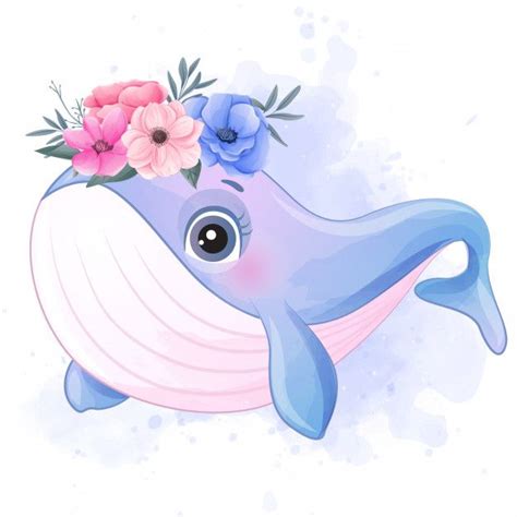 Premium Vector Cute Little Whale With Watercolor Effect Cute