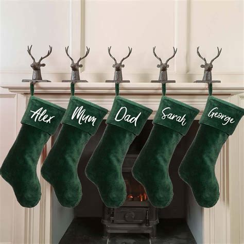 Luxury Green Cotton Velvet Christmas Stocking By Dibor