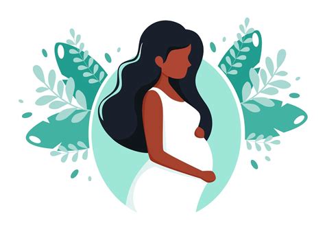 Pregnant Black Woman Pregnancy Motherhood Concept Vector