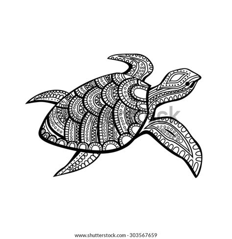 Stylized Turtle Hand Drawn Doodle Vector Stock Vector Royalty Free