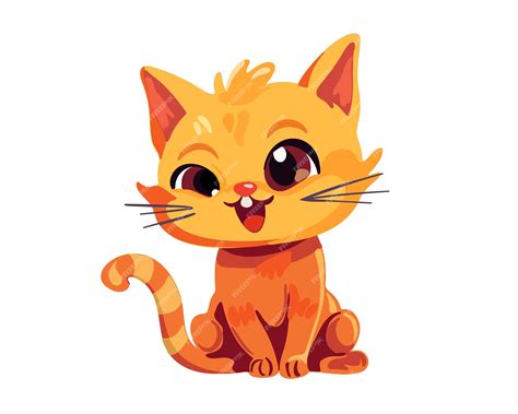 Premium Vector Smiling Ginger Cat Or Kitten Doodle Illustration