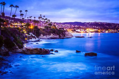 Picture Of Laguna Beach California City At Night Photograph By Paul