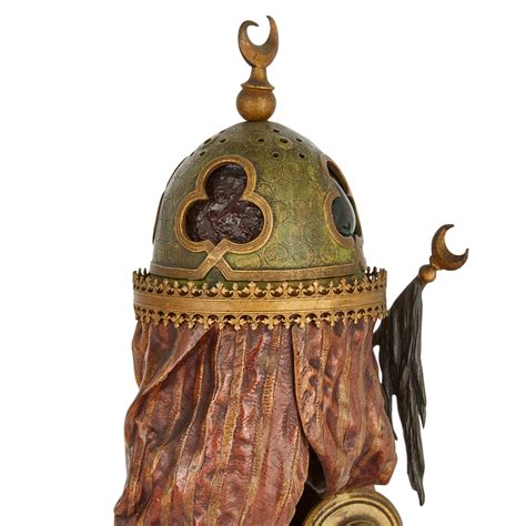 Large Austrian Orientalist Cold Painted Bronze Lamp By Bergman