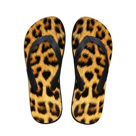 Designer Men Flip Flops Novelty Animal Leopard Fur Print