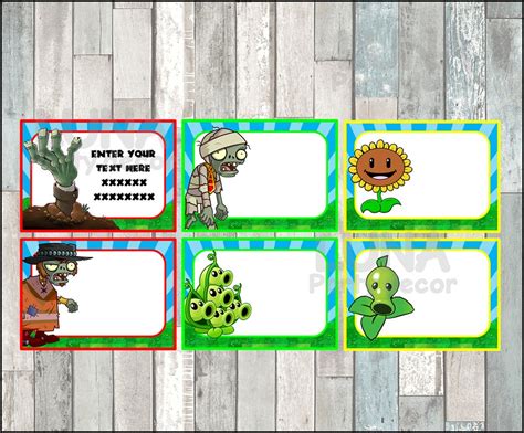 Plants Vs Zombies Cards Tags Book Labels Stickers Kids Etsy Canada