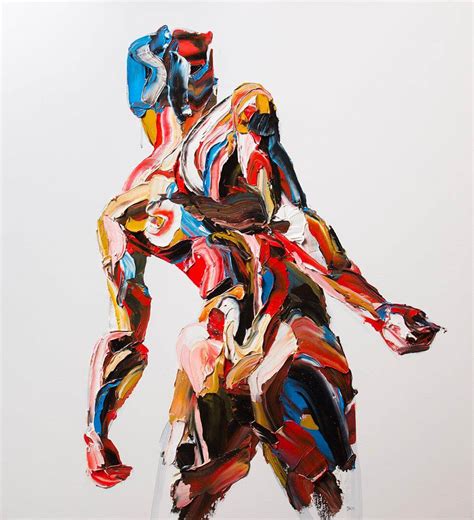 Huge Palette Knife Painting Of Human Figures By Salman Khoshroo