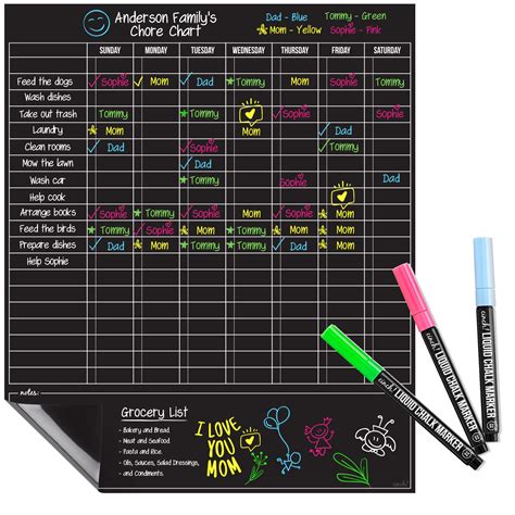 Buy Cinch Magnetic Dry Erase Chores Chart For Kids 17x20 Black 6