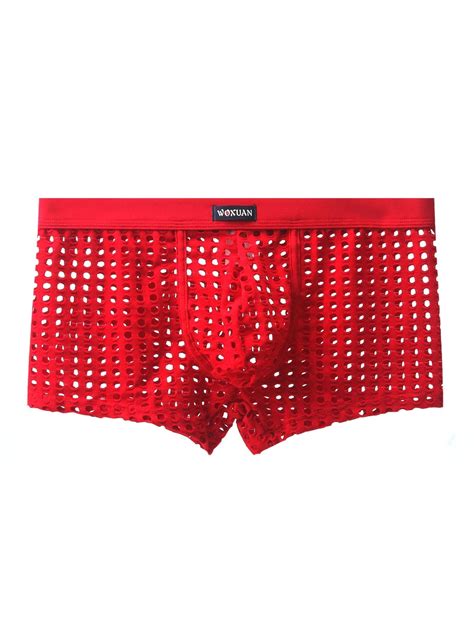 Here To Give You What You Want Sexy Mens Sheer See Through Boxer Briefs Underwear Mesh Shorts