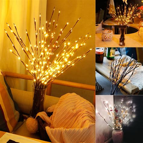 20 Led Willow Tree Branch Light Christmas Party Garden Decor Fairy