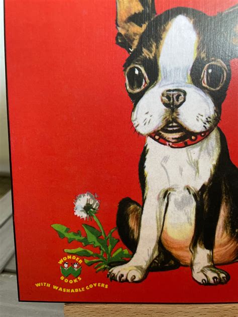 The Playful Little Dog Boston Terrier Vintage Art Decoupaged Etsy