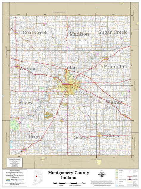 Montgomery County Indiana 2021 Wall Map Mapping Solutions