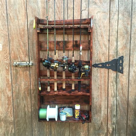 Wooden Fishing Rod Holder Fishing Rod Storage Wall