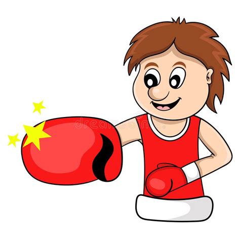 Cartoon The Boxer In Red Vector Illustration Stock Vector