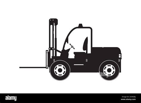 Forklift Silhouette Isolated On White Background Vector Illustration