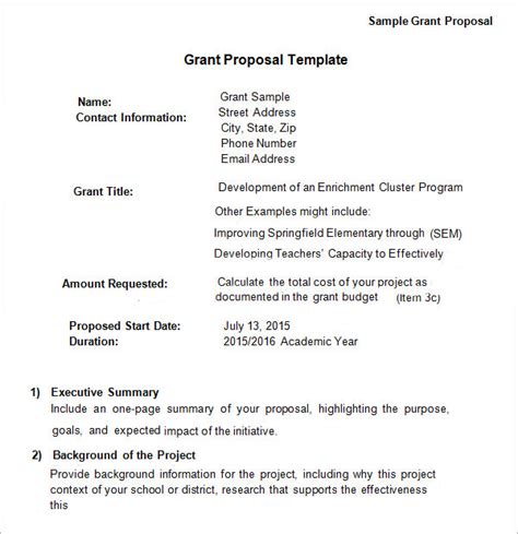 grant proposal template    documents