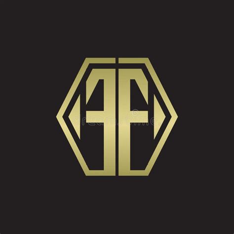 Ff Logo Monogram With Hexagon Line Rounded Design Template With Gold