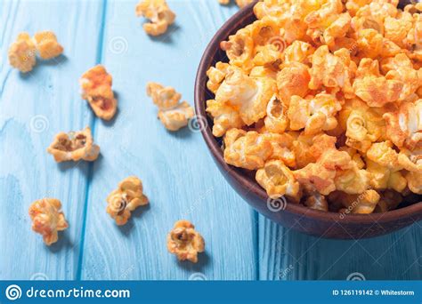 Yellow Cheese Popcorn In Bowl Stock Photo Image Of Color Isolated