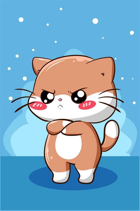 Cute And Funny Little Cat Cartoon Illustration 2151870 Vector Art At Vecteezy