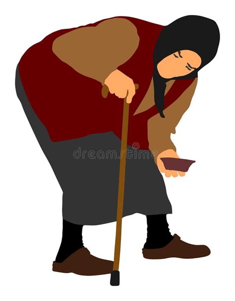 Poor Old Woman Begging Stock Vector Illustration Of Person 82635570