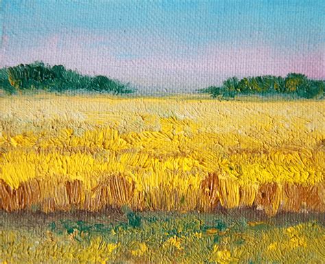 Wheat Field Painting Original Art Farm Painting Field Painting Etsy