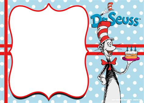 Free Printable Cat In The Hat Invitation Templates Drevio Within Dr