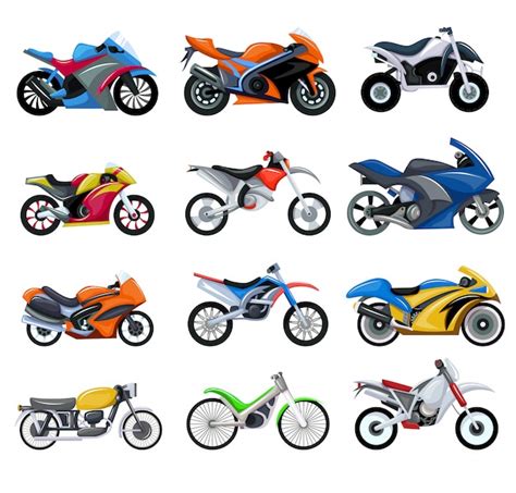 Premium Vector Sport Motorcycles Transport Illustration Set Of