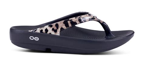 oofos women s oolala limited thong sandal black cheetah comfort shoe shop