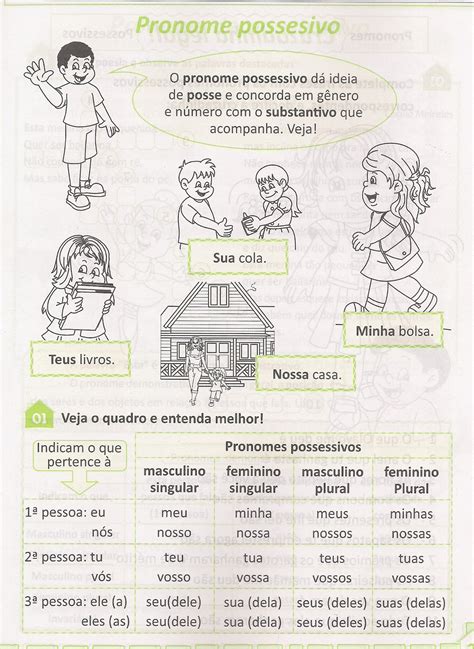Ficha Dos Determinantes E Pronomes Possessivos Pronomes Atividades My