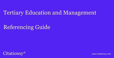 Tertiary Education And Management Referencing Guide · Tertiary