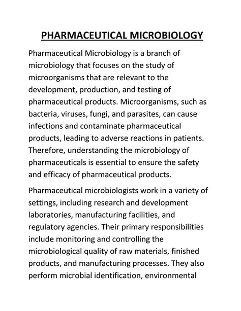 Pharmaceutical Microbiology 1 Pharmaceutical Microbiology