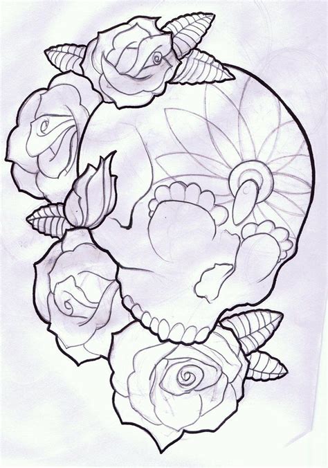 Candy Skull And Roses Tattoo Design By Thirteen7s On Deviantart Skull