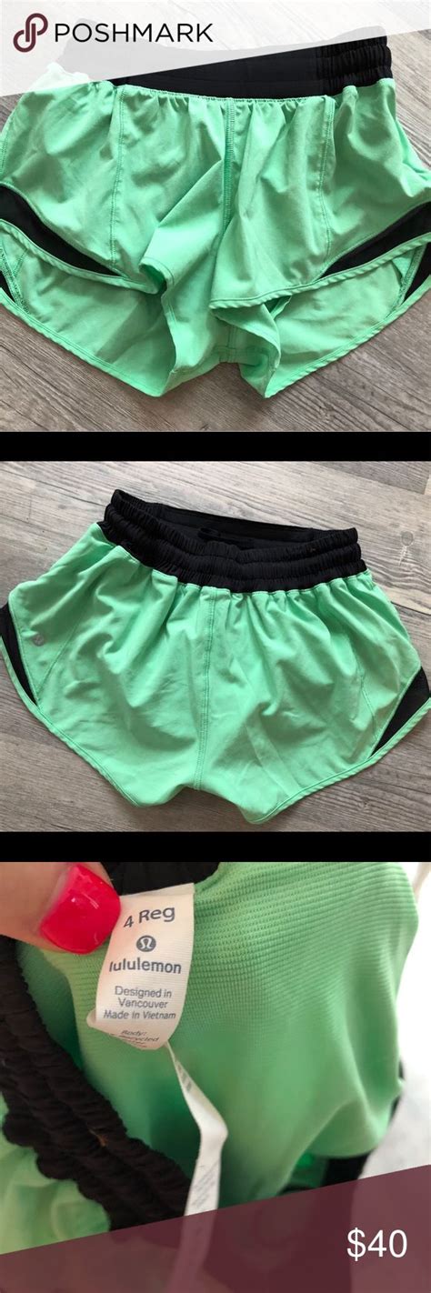 Lululemon hotty hot shorts 2.5" 4 reg green black ...