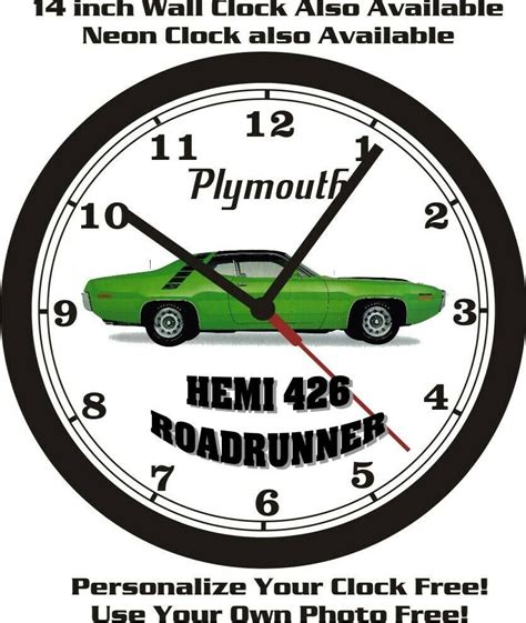 1971 Plymouth 426 Hemi Roadrunner Wall Clock Free Usa Ship