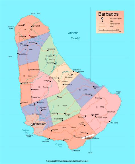 4 Free Printable Labeled And Blank Map Of Barbados Map In Pdf World Map With Countries