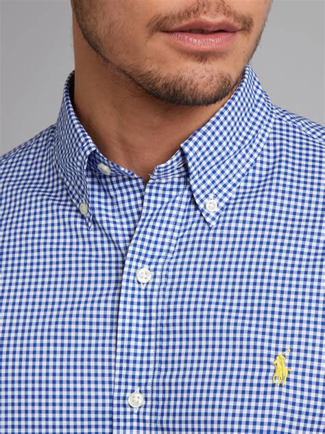 Polo Ralph Lauren Slim Fit Gingham Check Shirt In Blue For Men Lyst