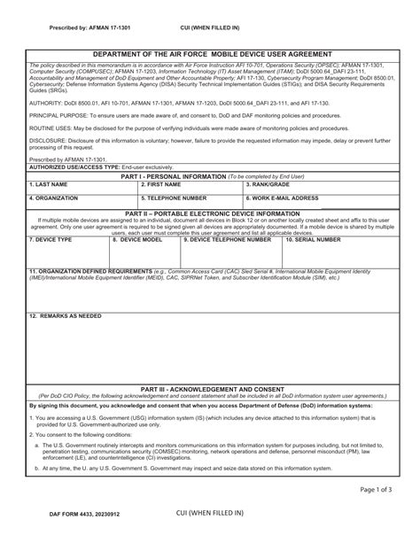 Daf Form 4433 Fill Out Sign Online And Download Fillable Pdf