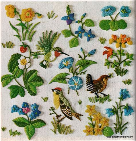 Two Crewel Embroidery Patterns Vintage Needlepoint Woodland Nursery