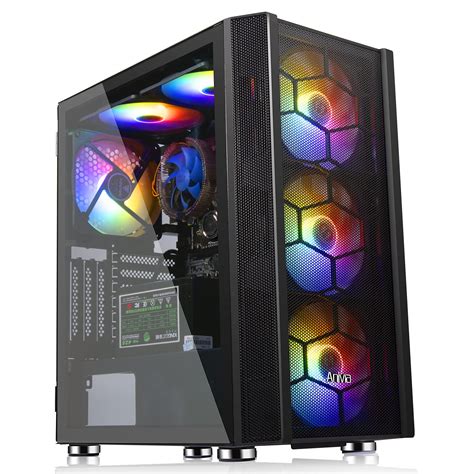 Gaming Pc Case Computer Cases With 6 Pcs Rgb Fans Mid Tower Open